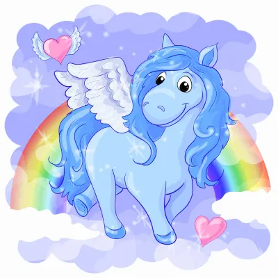 Můj malý pony – modrý pegas a duha s mráčky – jedlý papír na dort