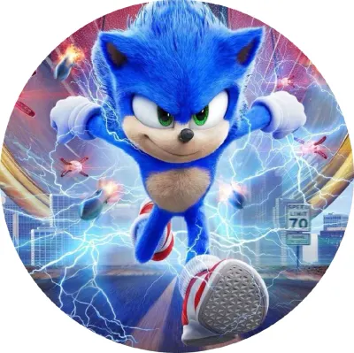 Sonic – blesky na silnici u města – jedlý papír na dort