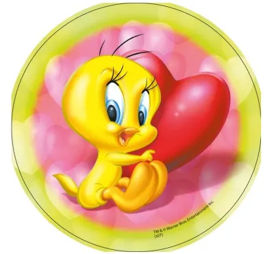 Kuřátko Tweety – se srdcem – jedlý papír na dort