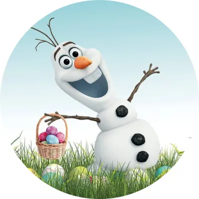 Frozen – Velikonoce – Sněhulák Olaf s košíčkem – jedlý papír na dort