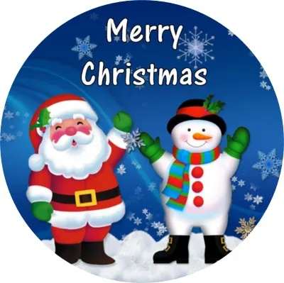 Merry Christmas – Santa a sněhulák ve sněhu – jedlý papír na dort