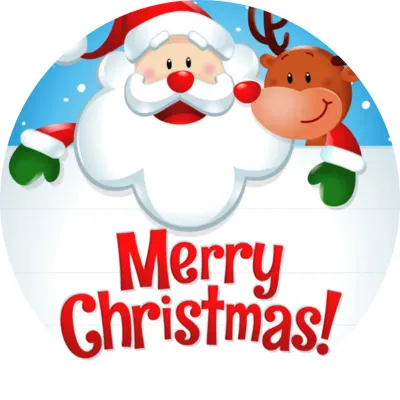 Merry Christmas – Santa a sob u cedule – jedlý papír na dort