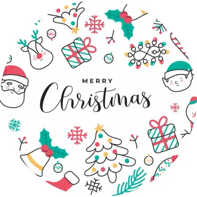 Merry Christmas – věnec se Santou a soby – jedlý papír na dort