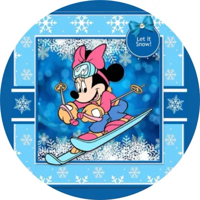 Minnie – Na lyžích – jedlý papír na dort