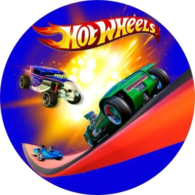 Hot Wheels – Zelený speciál a modrý hot rod – jedlý papír na dort