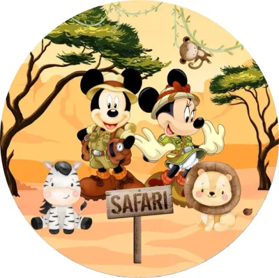 Mickey a Minnie – Safari – jedlý papír na dort