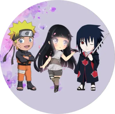 Naruto – chibi styl s Hinatou a Sasukem – jedlý papír na dort