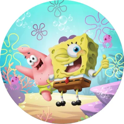 SpongeBob – s Patrikem a palcem nahoru – jedlý papír na dort