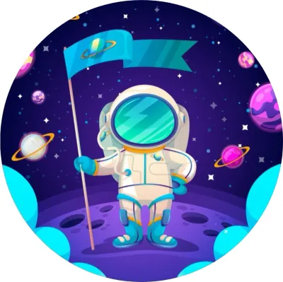 Kosmonaut – s tyrkysovou vlajkou na planetě – jedlý papír na dort