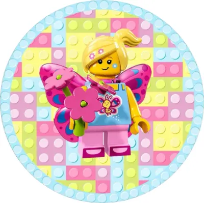 LEGO – figurka v kostýmu motýla s květinami – jedlý papír na dort