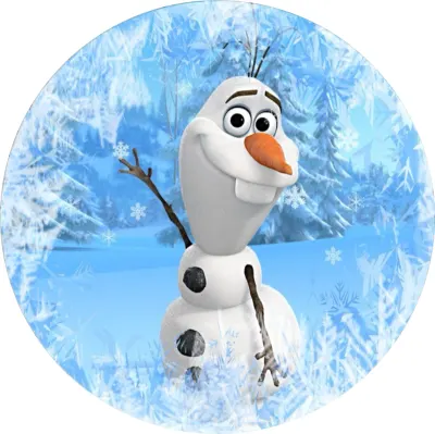 Frozen – smějící se sněhulák Olaf v zimě – jedlý papír na dort