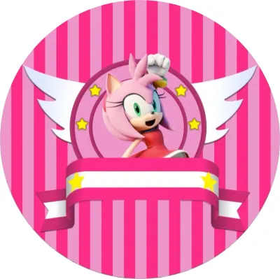 Sonic – růžová Amy Rose s křídly – jedlý papír na dort