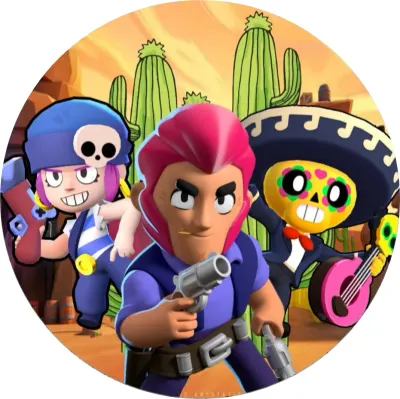 Brawl Stars – Colt, Penny a Poco na poušti – jedlý papír na dort