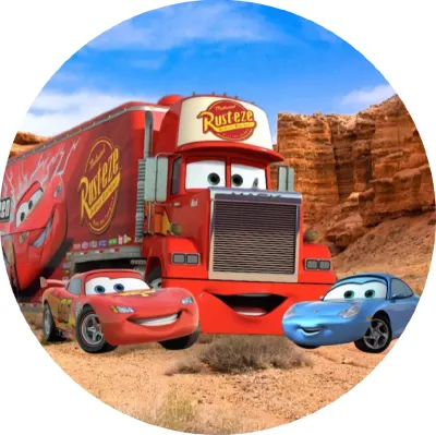 Cars – McQueen, Mack a Sally v kaňonu – jedlý papír na dort