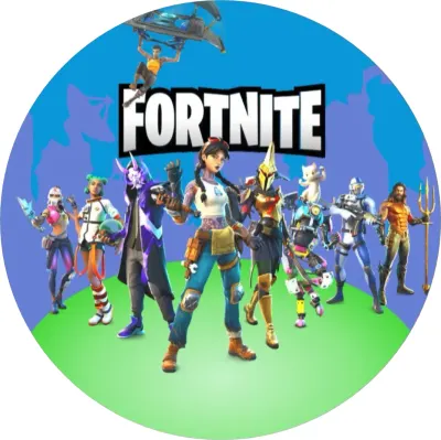 Fortnite – Dívka s copy a kluk na kluzáku – jedlý papír na dort