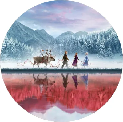 Frozen – družina s odrazem ve vodní hladině – jedlý papír na dort