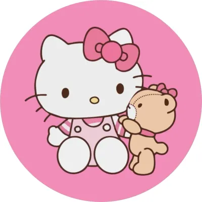 Hello Kitty – s plyšovým medvídkem v růžové – jedlý papír na dort