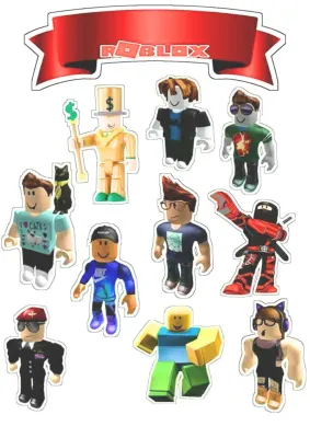 Roblox – na zápichy a cupcakes – obdélníkový jedlý papír na dort
