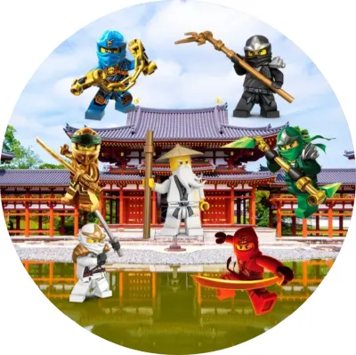 LEGO Ninjago – ninjové a mistr Wu u chrámu – jedlý papír na dort