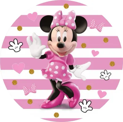 Minnie – mávající na širokých pruzích – jedlý papír na dort