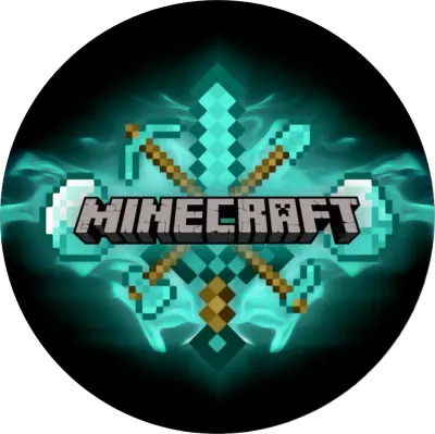 Minecraft – diamantový meč s neonovou aurou – jedlý papír na dort