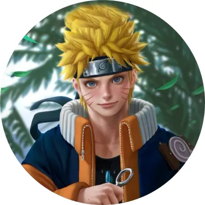 Naruto – poloportrét a zelené kapradí – jedlý papír na dort