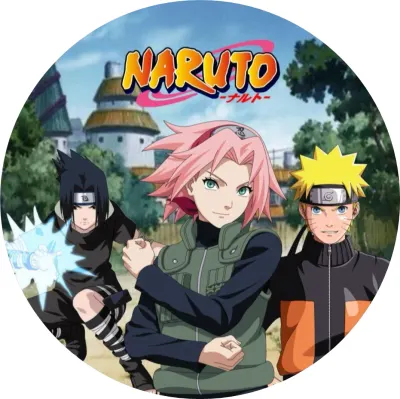 Naruto – Sakura, Sasuke s Chidori a logo – jedlý papír na dort