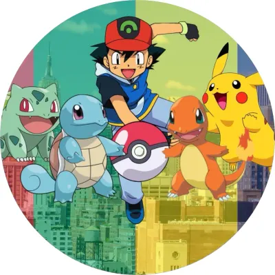 Pokémon – Ash ve skoku a město v pruzích – jedlý papír na dort