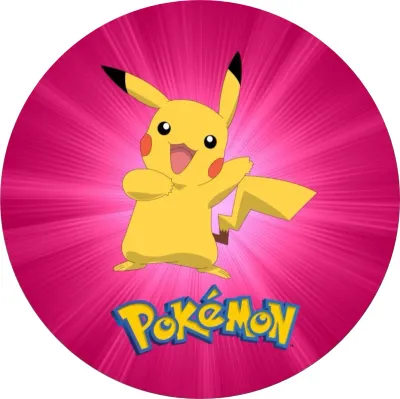 Pokémon – Pikachu na růžovém pozadí – jedlý papír na dort