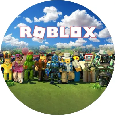 Roblox – parta na trávníku pod mráčky – jedlý papír na dort