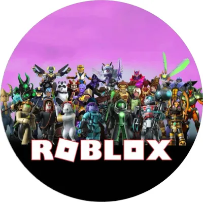 Roblox – zástup postav a fialové nebe – jedlý papír na dort