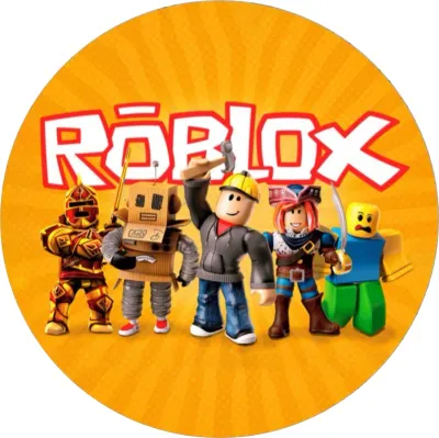 Roblox – hrdinové na oranžovém pozadí – jedlý papír na dort