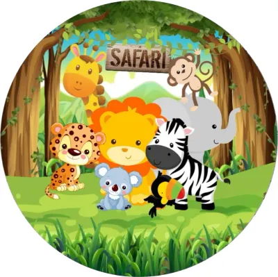 Safari – zvířátka u cedule a koala – jedlý papír na dort