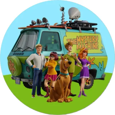 Scooby Doo – parta stojící před dodávkou – jedlý papír na dort
