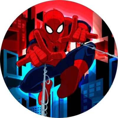 Spiderman – noční velkoměsto a červená obloha – jedlý papír na dort