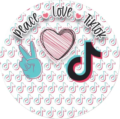 TikTok – Peace – Love – jedlý papír na dort