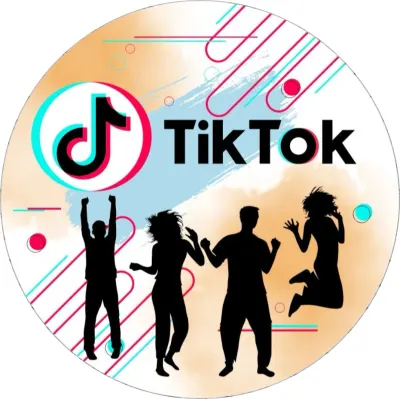 TikTok – logo a tančící siluety přátel – jedlý papír na dort