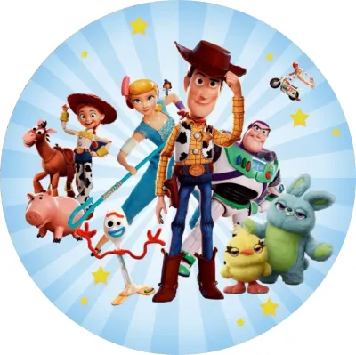 Toy Story – Woody, přátelé a Duke Caboom – jedlý papír na dort