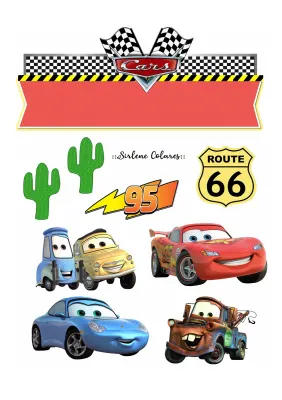 Cars – Blesk, Sally, Burák a Route 66 – obdélníkový jedlý papír na dort