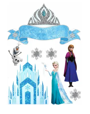 Frozen – Elsa, Anna a Olaf u ledového zámku – obdélníkový jedlý papír na dort