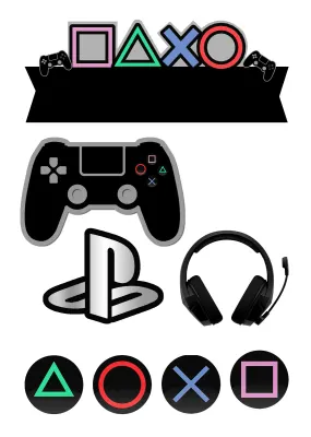 PlayStation – Gamer – obdélníkový jedlý papír na dort