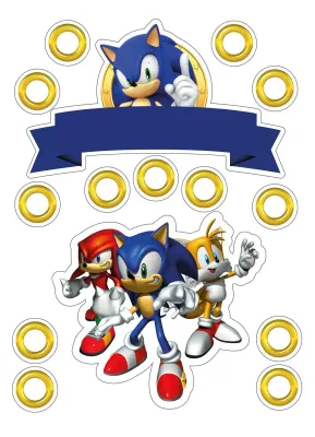 Sonic – s Knucklesem, Tailsem a stuhou – obdélníkový jedlý papír na dort