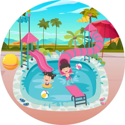 Bazén – aquapark – jedlý papír na dort