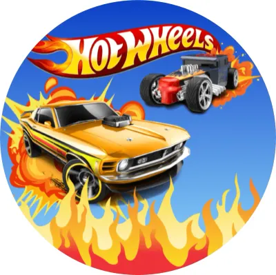 Hot Wheels – Oranžový sporťák a hot rod – jedlý papír na dort