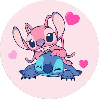 Lilo a Stitch – ležící Stitch a zamilovaná Angel – jedlý papír na dort