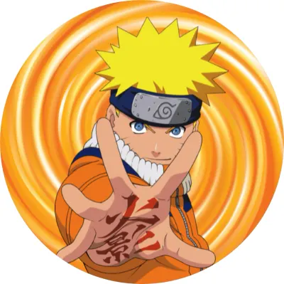 Naruto – natažená ruka a žlutá spirála – jedlý papír na dort