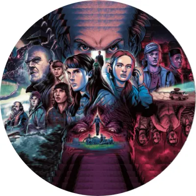 Stranger Things – Eleven, Max a Upside Down – jedlý papír na dort