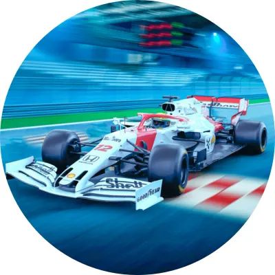 Formule – bílo-červený monopost před tribunou – jedlý papír na dort