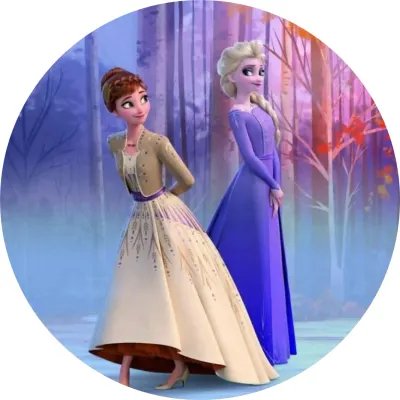 Frozen – Anna a Elsa v elegantních róbách – jedlý papír na dort
