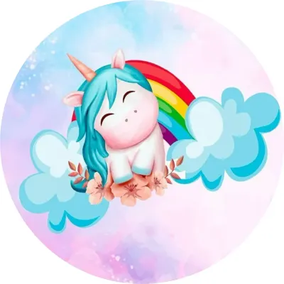 Jednorožec – Unicorn: Spící poník pod duhou – jedlý papír na dort